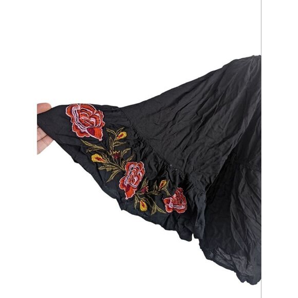 Feathers Romper Small Black Bell sleeve Floral Round neck Hippie Style Festival - Picture 4 of 9